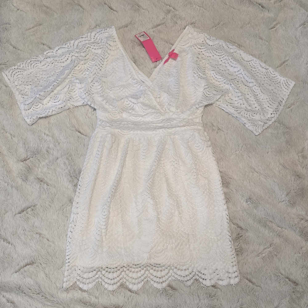 Lilly Pulitzer White Sundress with Flutter Sleeves